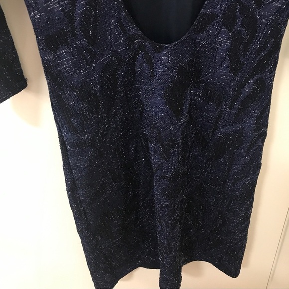 Zara trafaluc dark blue and silver metallic lace open back evening dress M - Picture 8 of 9